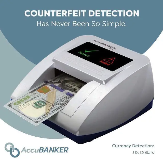 Main image of AccuBANKER D470 Quadscan Counterfeit Detector, 7 Point | Feed bills in any of 4 orientations, verifies UV, magnetic, infrared, watermark, image, length and spectrum