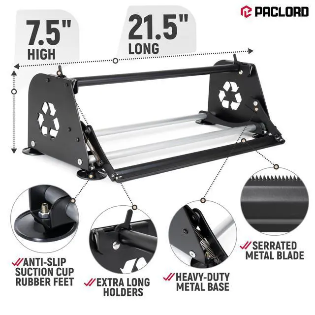 Alt view image 3 of 6 - 18" Paper Roll Dispenser with Cutter, Next Gen, Non-Slip Suction Feet | Heavy-Duty Paper Roll Dispenser for Kraft, Freezer, Newsprint & Butcher Paper Rolls, Fits Rolls up to 10" Diameter