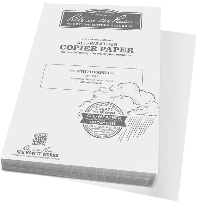 Main image of Weatherproof Copier Paper, A3 29.7cm x 42cm, 20# White, 200 Sheet Pack (No. 8518)