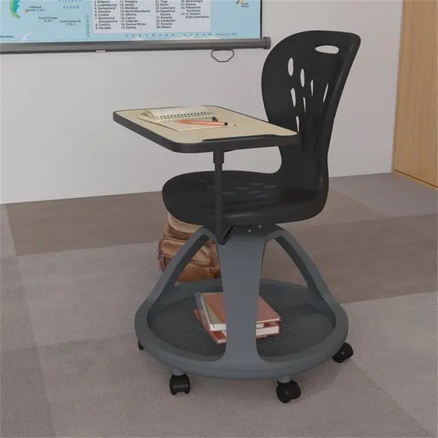 Alt view image 2 of 6 - Laikyn Black Mobile Desk Chair with 360 Degree Tablet Rotation and Under Seat Storage Cubby