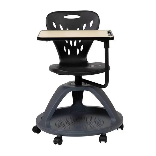 Alt view image 4 of 6 - Laikyn Black Mobile Desk Chair with 360 Degree Tablet Rotation and Under Seat Storage Cubby