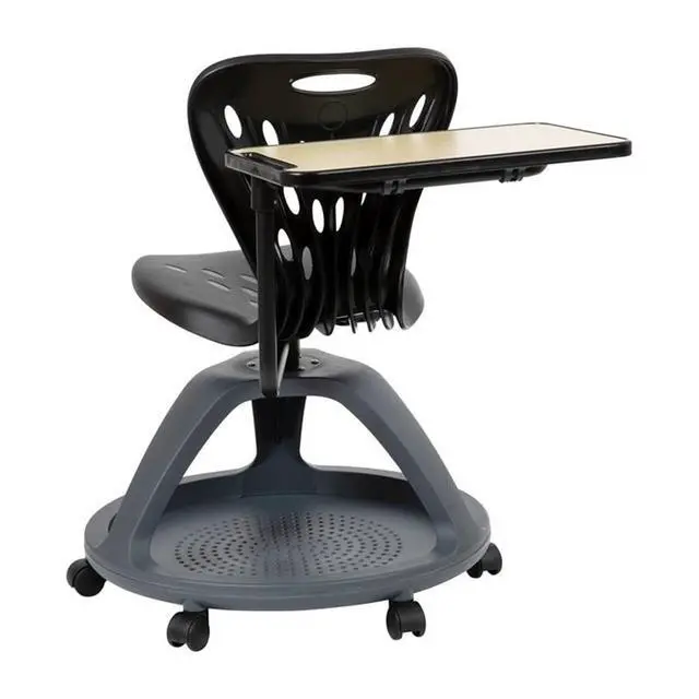 Alt view image 6 of 6 - Laikyn Black Mobile Desk Chair with 360 Degree Tablet Rotation and Under Seat Storage Cubby
