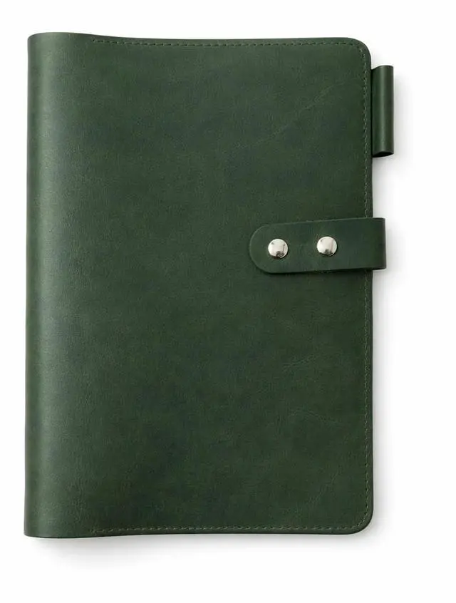 Main image of Premium Leather 3-Ring Binder Portfolio, 8.5x11 Inch Letter Size Organizer Folder, Refillable 3-Hole Paper BusinessBinder, Resume Folio for Men and Women (Green)