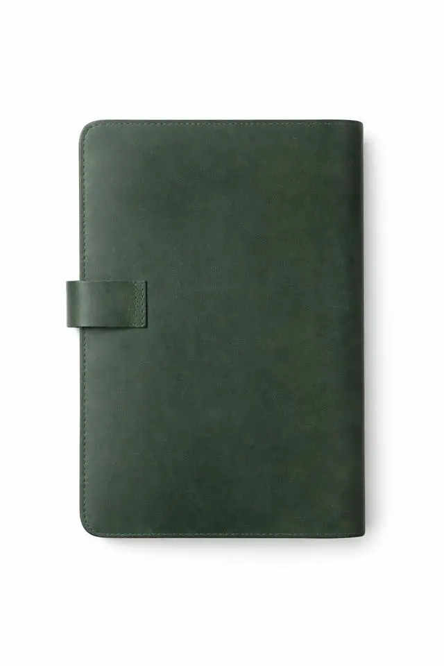 Alt view image 2 of 6 - Premium Leather 3-Ring Binder Portfolio, 8.5x11 Inch Letter Size Organizer Folder, Refillable 3-Hole Paper BusinessBinder, Resume Folio for Men and Women (Green)