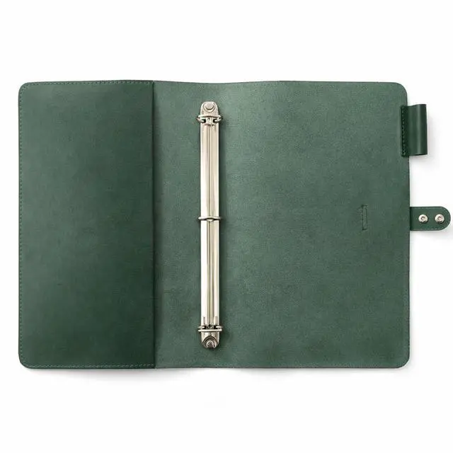 Alt view image 3 of 6 - Premium Leather 3-Ring Binder Portfolio, 8.5x11 Inch Letter Size Organizer Folder, Refillable 3-Hole Paper BusinessBinder, Resume Folio for Men and Women (Green)