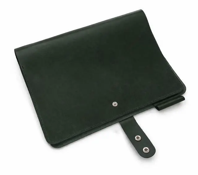 Alt view image 4 of 6 - Premium Leather 3-Ring Binder Portfolio, 8.5x11 Inch Letter Size Organizer Folder, Refillable 3-Hole Paper BusinessBinder, Resume Folio for Men and Women (Green)