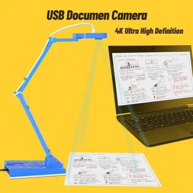 Alt view image 2 of 6 - 4K Ultra HD 3-in-1 15MP USB Document Camera/Webcam/Visualizer,Compatible with Mac OS,Windows,Chromebook for Live Demo,Web Conferencing,Distance Learning,Remote Teaching,Object Viewing
