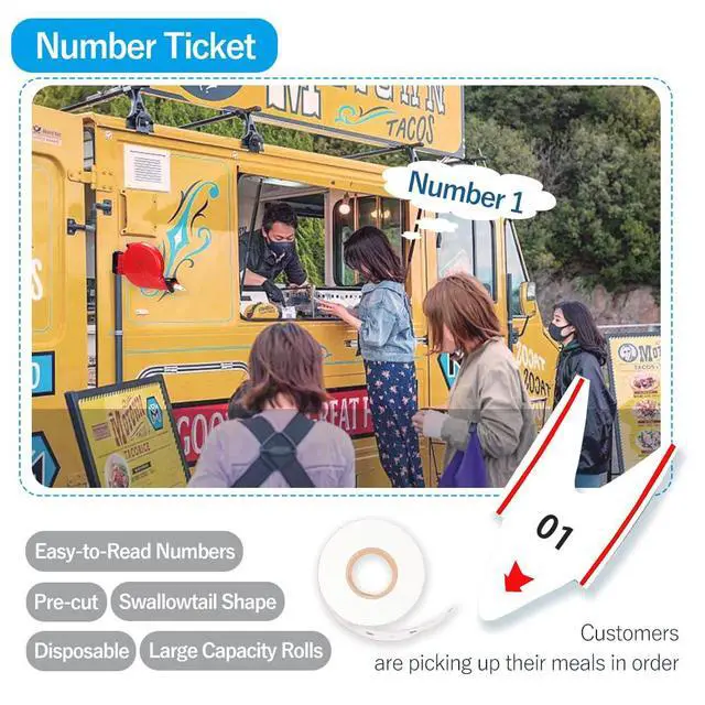 Alt view image 2 of 6 - 5 Rolls Deli Number Tickets 2-Digit Take a Number for D80 K-T Ticket Dispenser 3000 Tickets 00-99 White