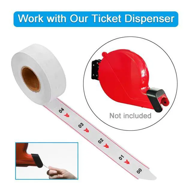 Alt view image 6 of 6 - 5 Rolls Deli Number Tickets 2-Digit Take a Number for D80 K-T Ticket Dispenser 3000 Tickets 00-99 White
