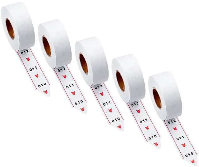 Main image of 5 Rolls Take a Number Tickets 3000 Deli Numbers for K-T D80 Ticket Dispenser 3-Digit 000-999 White