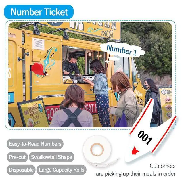 Alt view image 2 of 6 - 5 Rolls Take a Number Tickets 3000 Deli Numbers for K-T D80 Ticket Dispenser 3-Digit 000-999 White