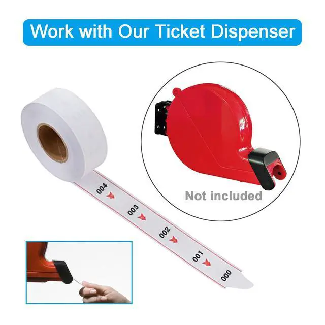 Alt view image 6 of 6 - 5 Rolls Take a Number Tickets 3000 Deli Numbers for K-T D80 Ticket Dispenser 3-Digit 000-999 White