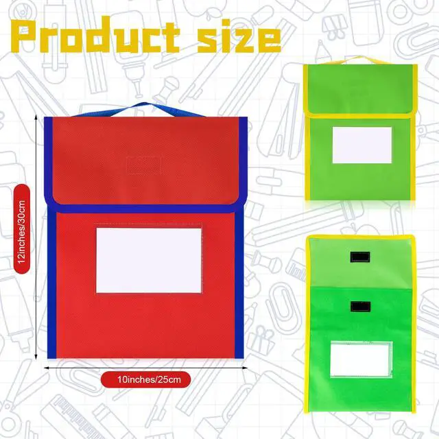 Alt view image 2 of 6 - Book Bags for Classroom Medium Book Pouches Bulk Colorful Reading Bags with Name Tag Pockets Protector Pouch Student Chair Pockets, Waterproof 12 x 10 Inches(32 Pcs)