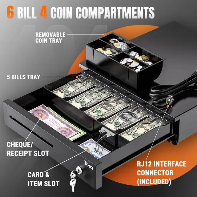 Alt view image 2 of 6 - Cash Register Drawer 16 Inch: 6 Bill 4 Coin Media Slot for POS, 4042G