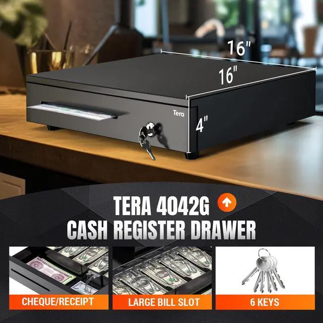 Alt view image 3 of 6 - Cash Register Drawer 16 Inch: 6 Bill 4 Coin Media Slot for POS, 4042G