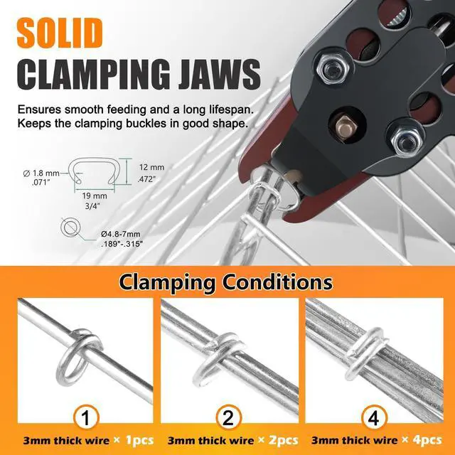 Alt view image 3 of 6 - K-SC7C 15 Gauge Pneumatic Hog Ring Gun with 1000PCS C Ring Staples | 3/4-Inch Crown Hog Ring Pliers, 4.8-5.2mm Closure Diameter, Air Powered C Ring Gun for Wire Cages, Fencing, Animal Traps