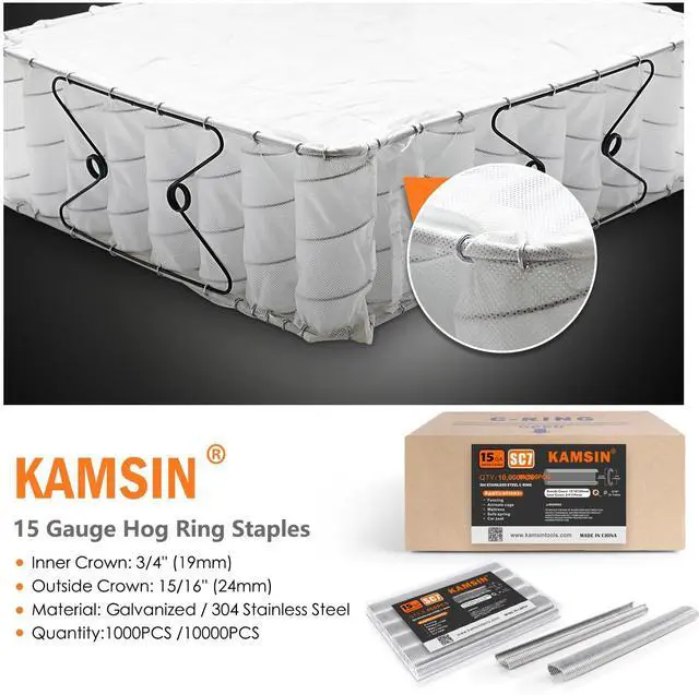 Alt view image 5 of 6 - K-SC7C 15 Gauge Pneumatic Hog Ring Gun with 1000PCS C Ring Staples | 3/4-Inch Crown Hog Ring Pliers, 4.8-5.2mm Closure Diameter, Air Powered C Ring Gun for Wire Cages, Fencing, Animal Traps