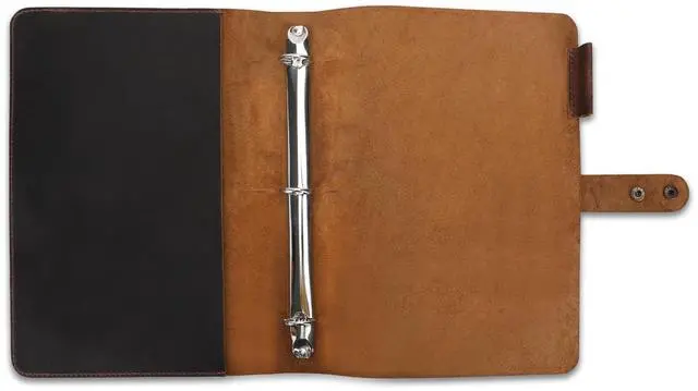 Main image of Premium Leather 3-Ring Binder Portfolio, 8.5x11 Inch Letter Size Organizer Folder, Refillable 3-Hole Paper BusinessBinder, Resume Folio for Men and Women (Brown)