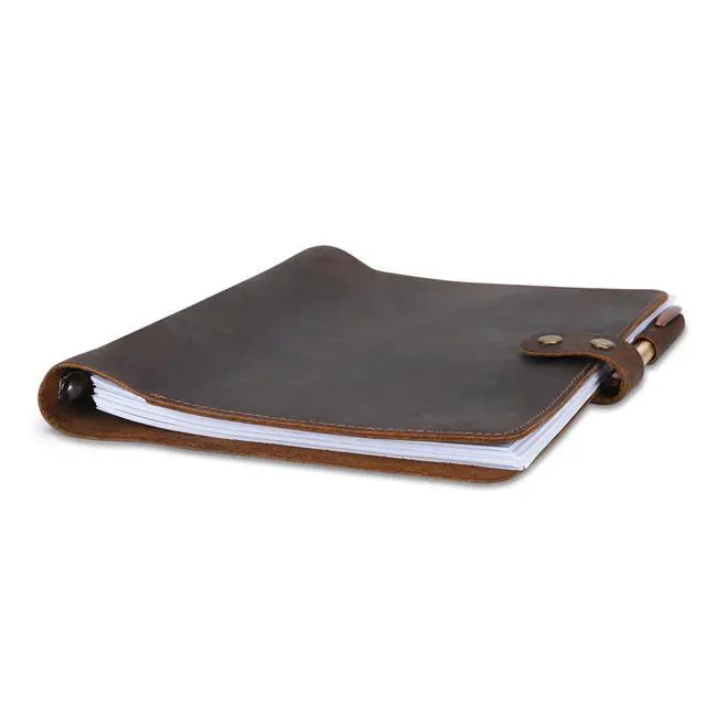 Alt view image 4 of 6 - Premium Leather 3-Ring Binder Portfolio, 8.5x11 Inch Letter Size Organizer Folder, Refillable 3-Hole Paper BusinessBinder, Resume Folio for Men and Women (Brown)