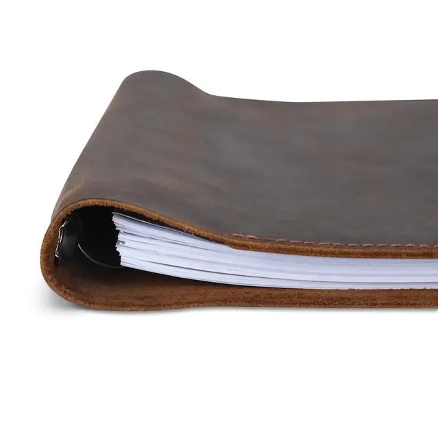 Alt view image 6 of 6 - Premium Leather 3-Ring Binder Portfolio, 8.5x11 Inch Letter Size Organizer Folder, Refillable 3-Hole Paper BusinessBinder, Resume Folio for Men and Women (Brown)