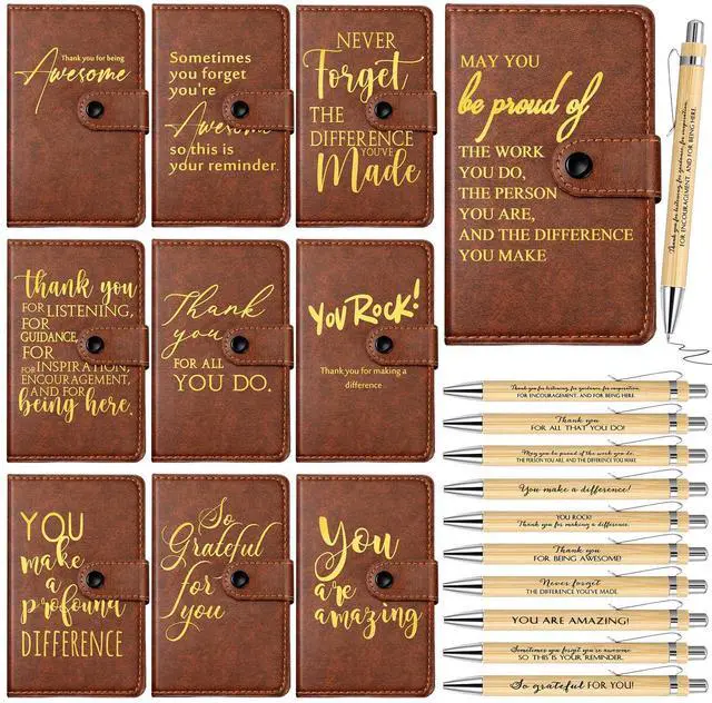 Main image of 30 Sets Thank You Leather Journals Back to School Teacher Gifts | Bulk Employee Appreciation Notebook with Bamboo Pen, Dark Brown Journal, for Nurse Coworker Office Staff Vet Tech Housekeeper