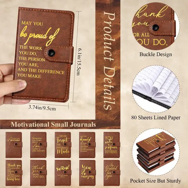 Alt view image 2 of 6 - 30 Sets Thank You Leather Journals Back to School Teacher Gifts | Bulk Employee Appreciation Notebook with Bamboo Pen, Dark Brown Journal, for Nurse Coworker Office Staff Vet Tech Housekeeper