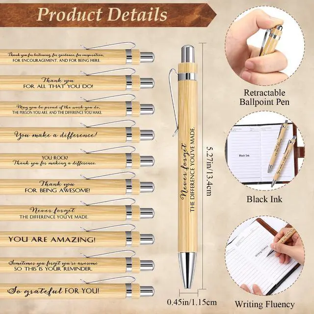 Alt view image 3 of 6 - 30 Sets Thank You Leather Journals Back to School Teacher Gifts | Bulk Employee Appreciation Notebook with Bamboo Pen, Dark Brown Journal, for Nurse Coworker Office Staff Vet Tech Housekeeper