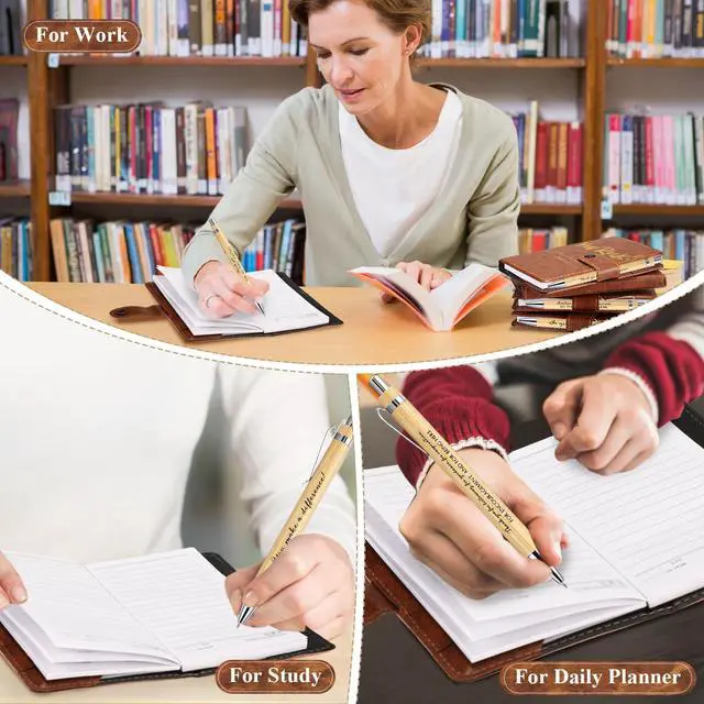 Alt view image 6 of 6 - 30 Sets Thank You Leather Journals Back to School Teacher Gifts | Bulk Employee Appreciation Notebook with Bamboo Pen, Dark Brown Journal, for Nurse Coworker Office Staff Vet Tech Housekeeper