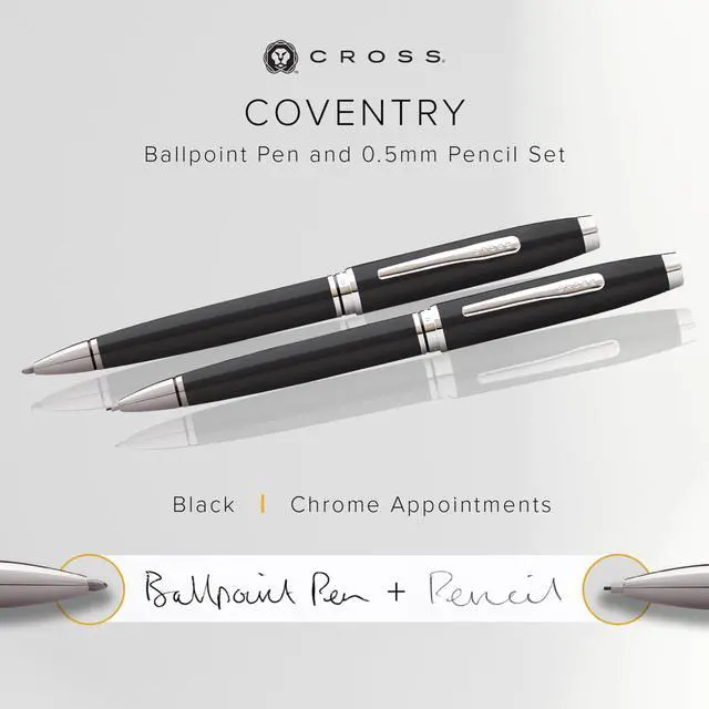 Alt view image 2 of 6 - Coventry Black Lacquer Pen and Pencil Gift Set