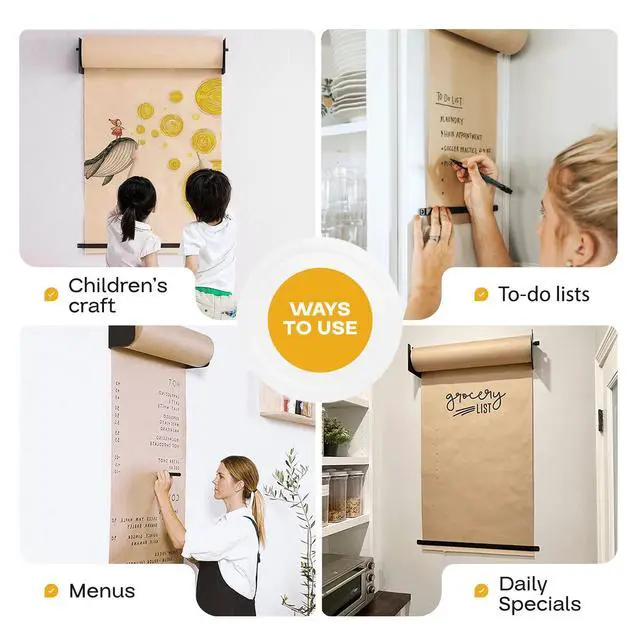 Alt view image 5 of 6 - 24" Kraft Paper Roll Dispenser & Cutter, Wall Mounted | for Rolls up to 24" Wide and 9" in Diameter Durable Paper Holder with a Serrated Blade Wall Mount Set Included
