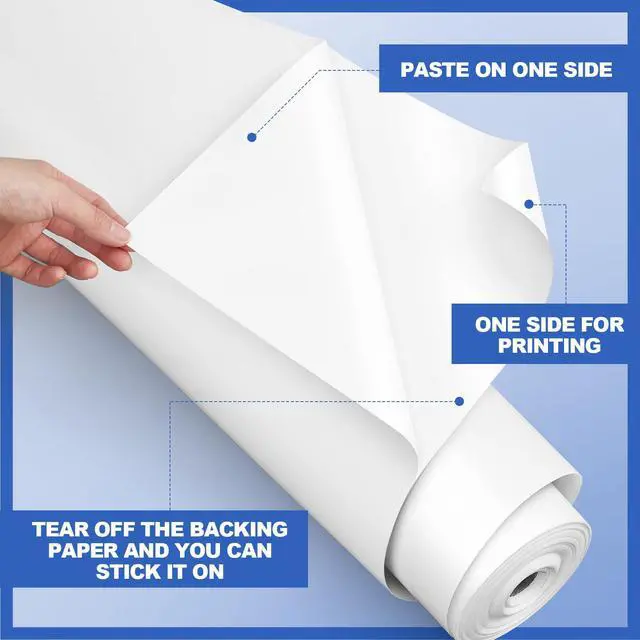 Alt view image 3 of 6 - 24 Inch x 100ft Glossy White Permanent Vinyl Printable Adhesive Vinyl Roll Peel and Stick Sticker Paper for All Professional Inkjet Printers for Office DIY Factory Enterprise, 10 Mil Thick