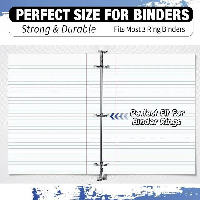 Alt view image 2 of 6 - 36 Pcs 8" x 10-1/2" College Ruled Loose Leaf Paper 3 Hole Punched Notebook Paper 100 Sheets Per Pack, 56 Gsm, Filler Paper for Adults Students Binder College School