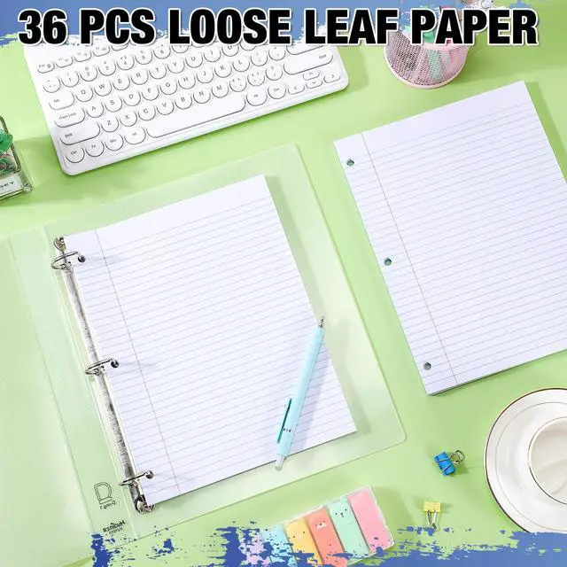 Alt view image 3 of 6 - 36 Pcs 8" x 10-1/2" College Ruled Loose Leaf Paper 3 Hole Punched Notebook Paper 100 Sheets Per Pack, 56 Gsm, Filler Paper for Adults Students Binder College School