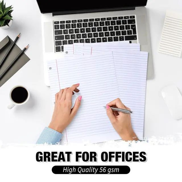 Alt view image 6 of 6 - 36 Pcs 8" x 10-1/2" College Ruled Loose Leaf Paper 3 Hole Punched Notebook Paper 100 Sheets Per Pack, 56 Gsm, Filler Paper for Adults Students Binder College School