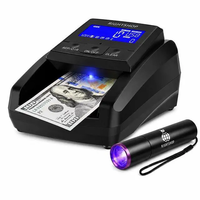 Main image of Counterfeit Bill Detector Machine with UV Flashlight, IR MG UV Detection - Fake Bill Checker for USD, EUR & GBP, Cash Value Calculator with Automatic 4-Way Orientation