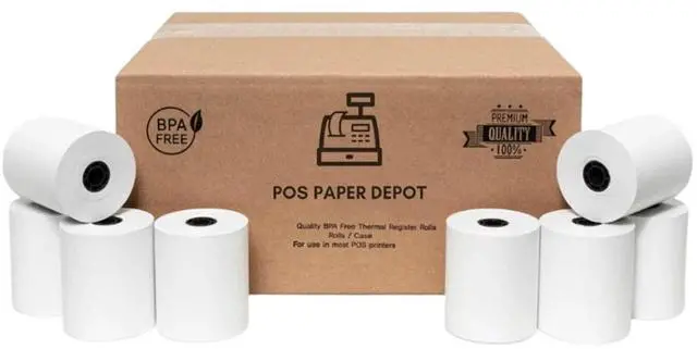 Main image of 2 5/16" x 400' Gas Station Thermal Receipt Paper Rolls (24 Rolls) - Pay At Pump. Compatible with Dresser Wayne, Gilbarco, VeriFone Ruby, Speedpass, Vista and Other POS Systems