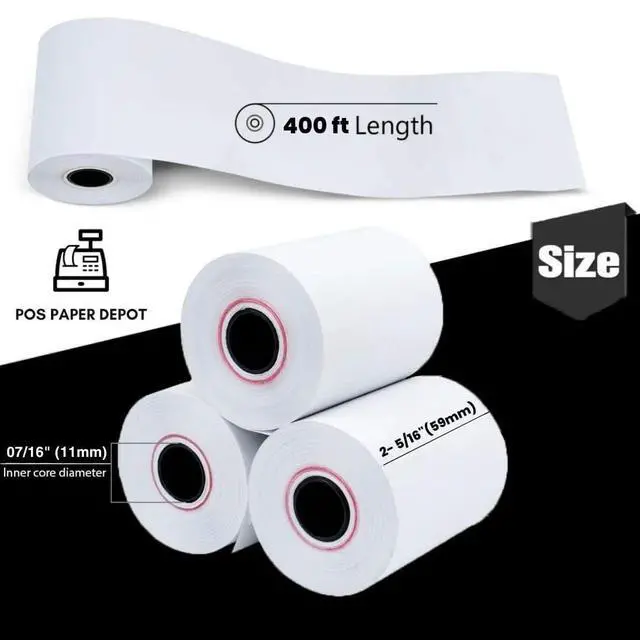 Alt view image 3 of 5 - 2 5/16" x 400' Gas Station Thermal Receipt Paper Rolls (24 Rolls) - Pay At Pump. Compatible with Dresser Wayne, Gilbarco, VeriFone Ruby, Speedpass, Vista and Other POS Systems