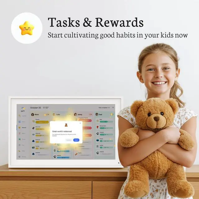 Alt view image 2 of 6 - 15.6 inch Digital Calendar Base, Touch Screen Smart Calendar Interactive Display, Chore Chart, to-Do List, Electronic Planner with Desktop Rack, Great for Organizing Your 2026 Schedule