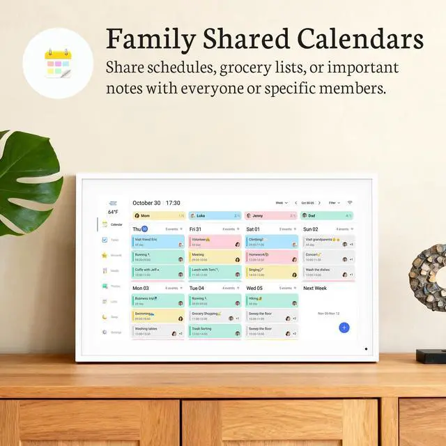 Alt view image 3 of 6 - 15.6 inch Digital Calendar Base, Touch Screen Smart Calendar Interactive Display, Chore Chart, to-Do List, Electronic Planner with Desktop Rack, Great for Organizing Your 2026 Schedule
