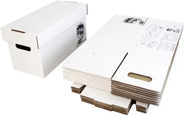 Main image of Durable Set of 10 - 7 inch Vinyl Record Storage Boxes - Sturdy Cardboard Construction with Removable Lid - Holds Up to 200 Records Each - Built Tough for Long-Term, Secure Archival Storage - #07BC09