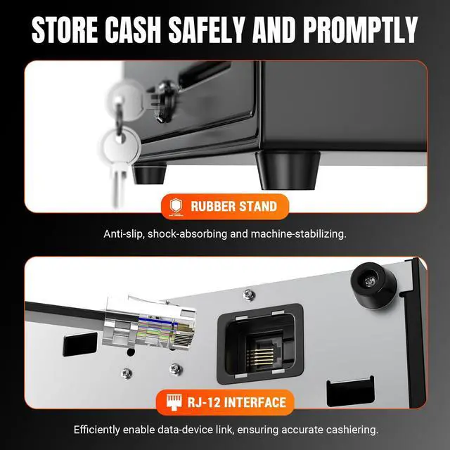 Alt view image 4 of 6 - Cash Register Drawer 13": 4 Bill 5 Coin 2 Media Slots for POS, 330G