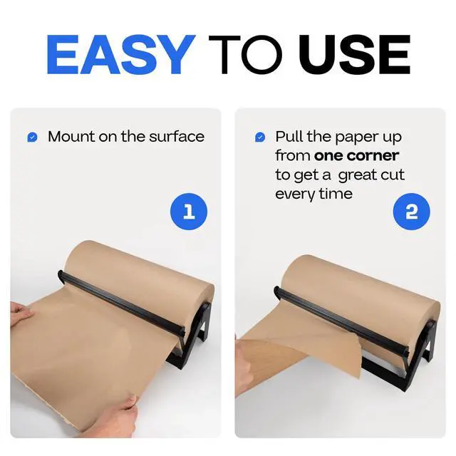 Alt view image 6 of 6 - 48" Kraft Paper Roll Dispenser & Cutter, Tabletop | for Rolls up to 48" Wide and 9" in Diameter - Reinforced Steel Paper Holder with a Cutter for Kraft, Butcher & Freezer Papers