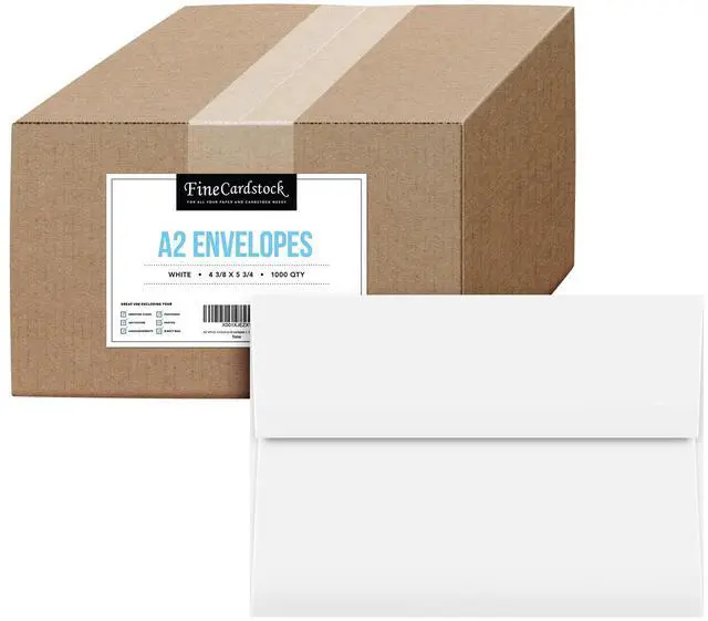 Main image of A2 White Invitation Envelopes (4 3/8" x 5 3/4") Fits 4.25 x 5.5 Inch Invitation Photo Wedding Announcement - Bulk Pack of 1000 Envelopes