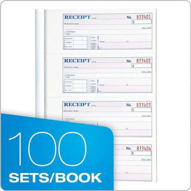 Alt view image 2 of 4 - Money and Rent Receipt Book, 3-Part, Carbonless, White/Canary/Pink,7 5/8" x 10 7/8", 100 Sets per Book (TC1182) (12 Pack) (Two 6 Packs)