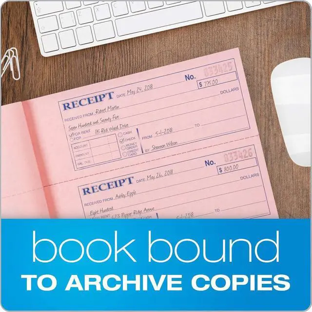 Alt view image 4 of 4 - Money and Rent Receipt Book, 3-Part, Carbonless, White/Canary/Pink,7 5/8" x 10 7/8", 100 Sets per Book (TC1182) (12 Pack) (Two 6 Packs)