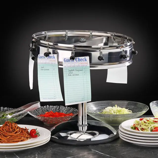 Alt view image 3 of 6 - Stainless Steel Order Wheel Ticket Holder, 12-Clip Restaurant Check Spinner with 14 Inch Wheel and 10 Inch Chrome Weighted Base