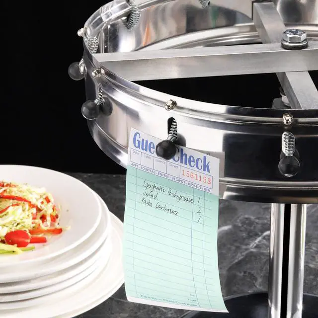 Alt view image 5 of 6 - Stainless Steel Order Wheel Ticket Holder, 12-Clip Restaurant Check Spinner with 14 Inch Wheel and 10 Inch Chrome Weighted Base