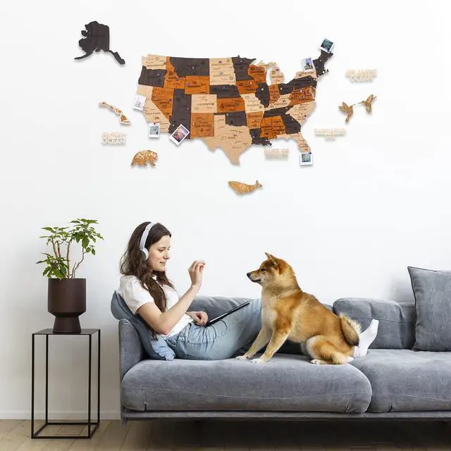 Main image of 3D Wooden USA Map Wall Art with Push Pins, Gift for Men, Gift for Men, Office Wall Decor, Wood Wall Decor, Home Decor, White Elephant Gifts for Adults Useful, Teacher Christmas Gifts (Size XL