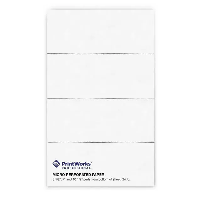 Main image of Professional 4 Part Legal Perforated Paper 8.5 x 14 - Perfect For Statement Use - Made in the USA - 2500 Sheets - 24 lb - Printer Compatible - White (04177)