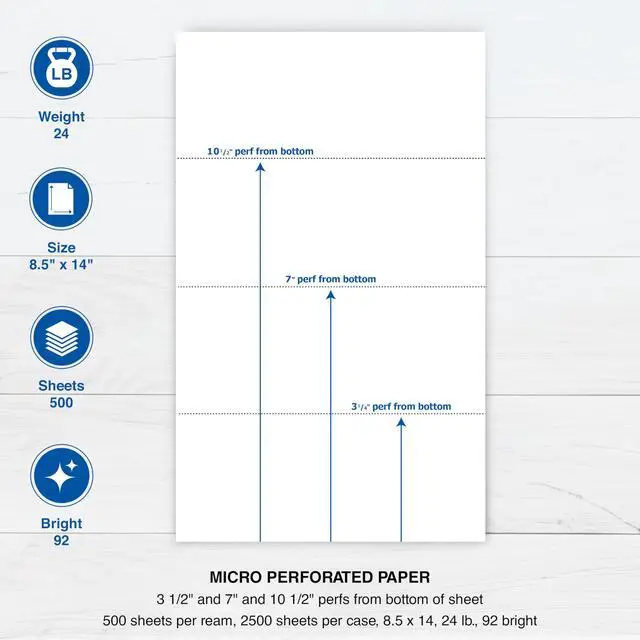 Alt view image 5 of 6 - Professional 4 Part Legal Perforated Paper 8.5 x 14 - Perfect For Statement Use - Made in the USA - 2500 Sheets - 24 lb - Printer Compatible - White (04177)